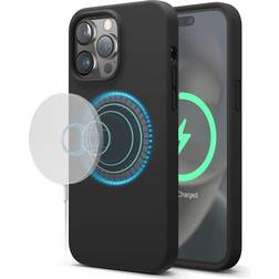 Elago Magnetiskt fodral kompatibelt med MagSafe iPhone 14 Pro Max fodral MagSafe – inbyggda magneter, flytande silikonfodral, stötsäker, stark magnet – 6,7 tum [svart]